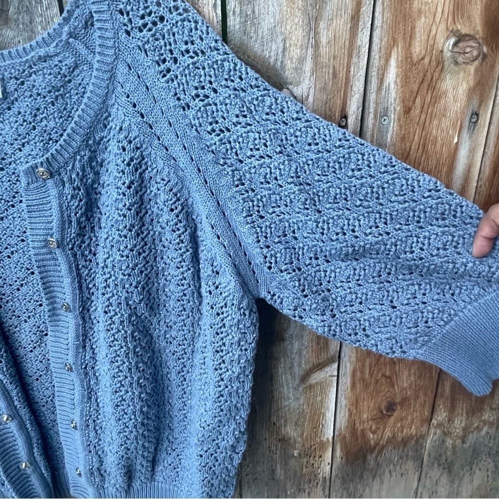 Avenue Crocheted Open-Knit Snap Closure Cardigan Sz. 18/20 - Picture 6 of 14